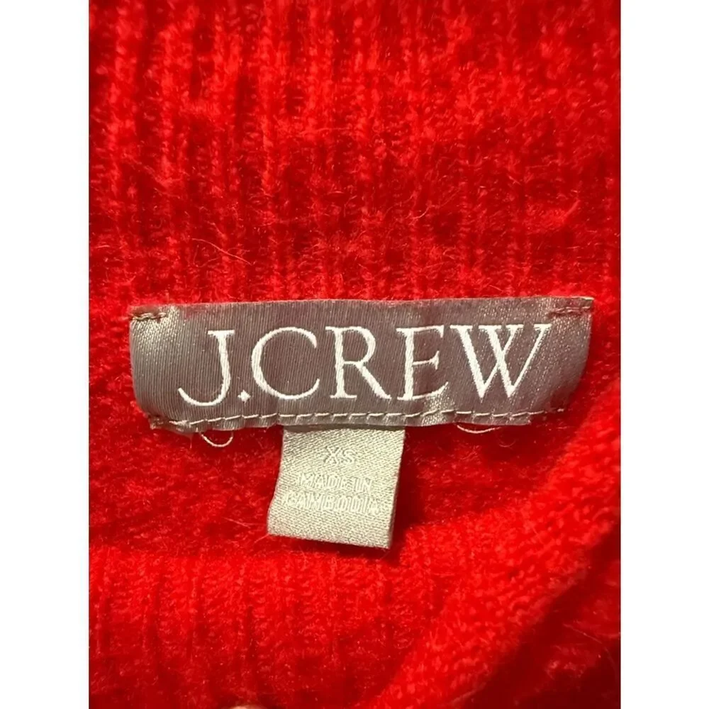 J. Crew Roll Neck Bright Red Marino wool blends Knit Sweater size XS
